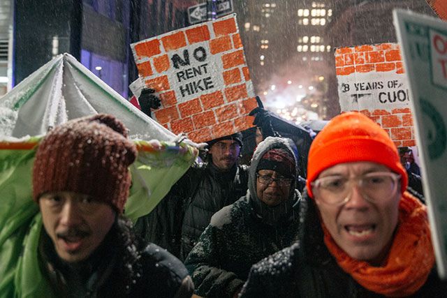 Tenants march for stronger rent laws in November, 2018.